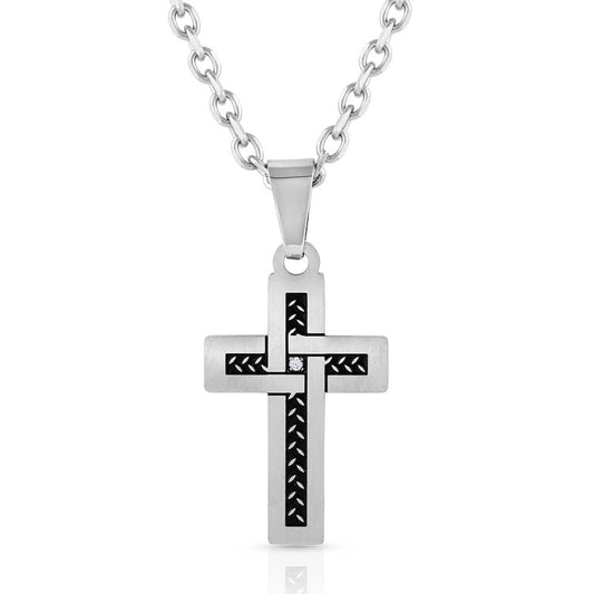 Montana Silversmiths Christian Faith Cross Men's Necklace (Intertwined with Faith)