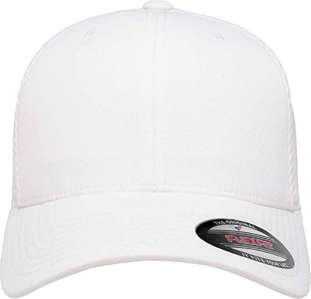 Flexfit 6533 Ultrafibre & Airmesh Fitted Cap White, XXL