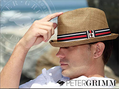 Peter Grimm Depp Natural Straw Fedora - Brown (L/XL)