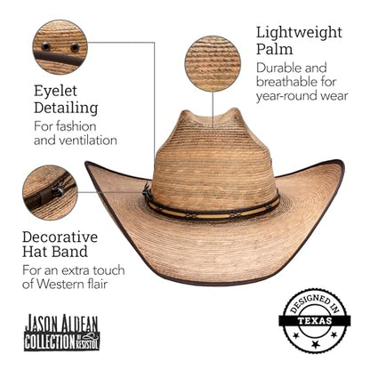 RESISTOL Amarillo Sky Palm 4-1/8" Brim Straw Cowboy Hat Palm