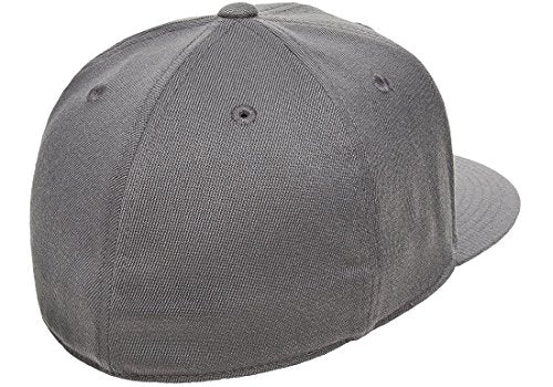 Flexfit Original Blank Flatbill Premium Fitted 210 Hat Cap Flex Fit Flat Bill Small/Medium - Dark Grey