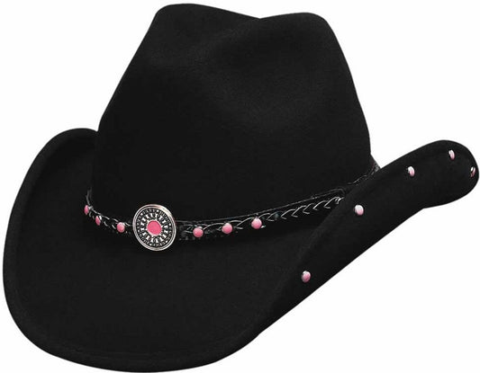 Montecarlo / Bullhide Hats - BABY JANE Kids Child Wool Western Cowboy Hat (Large, Black)