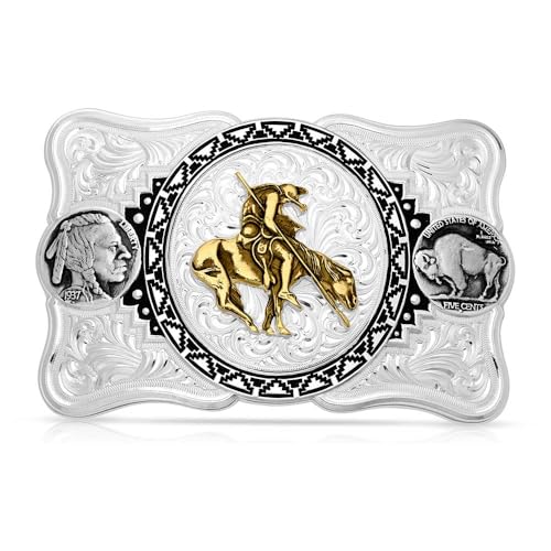 Montana Silversmiths Buffalo Nickel Southwestern Buckle with End of the Trail - 52010-595