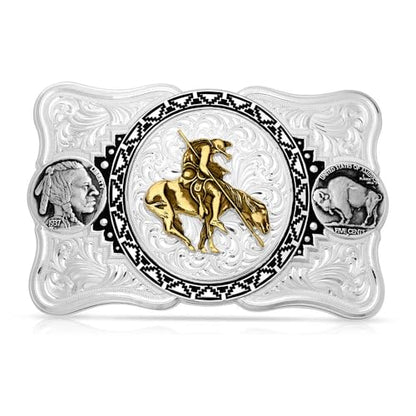 Montana Silversmiths Buffalo Nickel Southwestern Buckle with End of the Trail - 52010-595