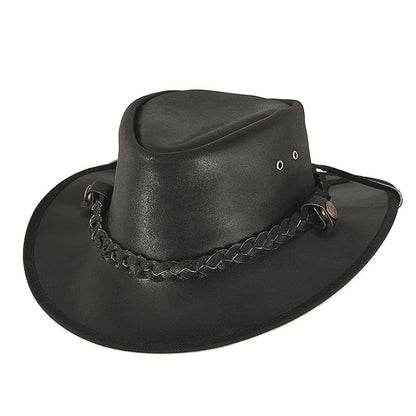 BULLHIDE Men's Cessnock Leather Western Cowboy Hat 3" Brim, Black, X-Large