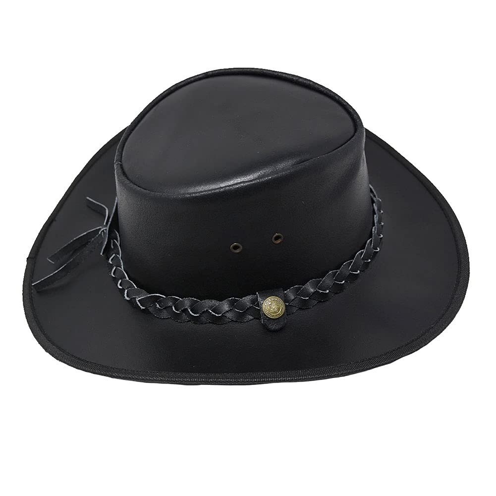 BULLHIDE Men's Cessnock Leather Western Cowboy Hat 3" Brim, Black, X-Large