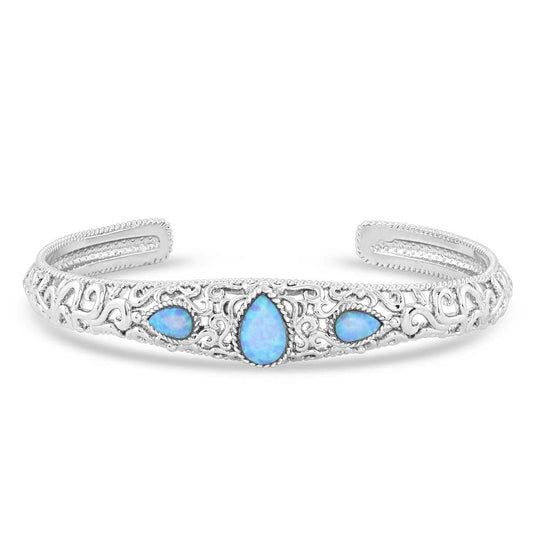 Montana Silversmiths Women's Western Lifestyle Inspired Bracelet (Crystal Pools Silver Cuff)