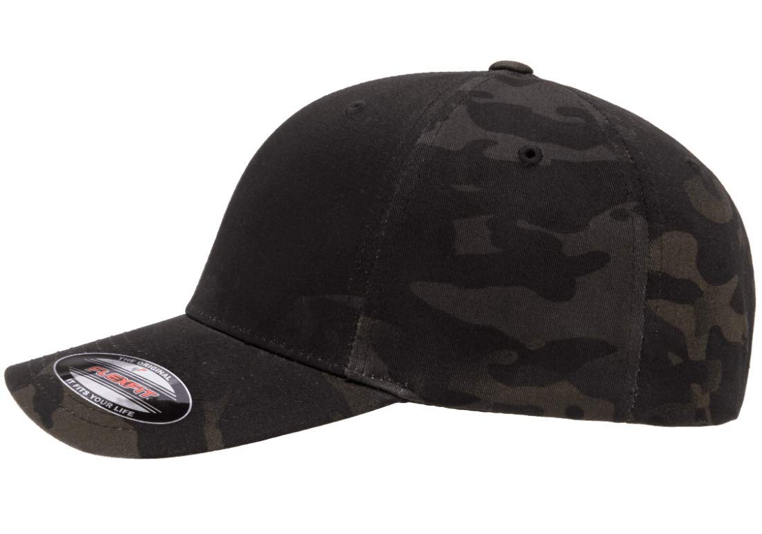 Flexfit Multicam Camo 6 Panel Baseball Cap Officially Licensed Multi-Cam Pattern (XX-Large, Multicam Black)