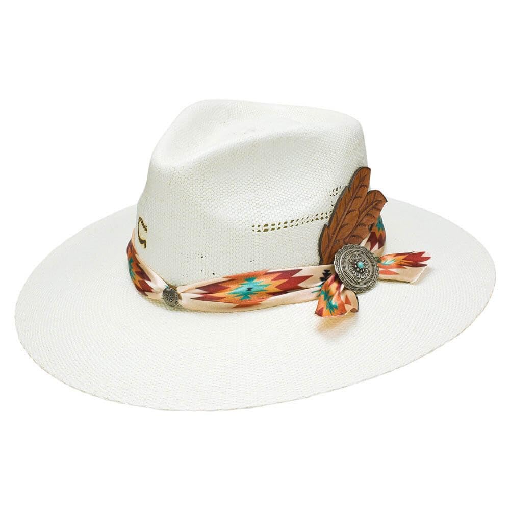 Charlie 1 Horse Hats Womens Navajo 3 3/4 Brim Aztec Band L Natural