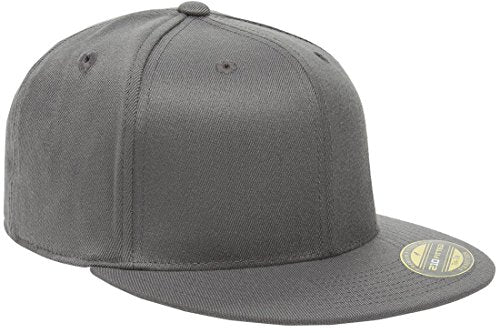 Flexfit Original Blank Flatbill Premium Fitted 210 Hat Cap Flex Fit Flat Bill Small/Medium - Dark Grey