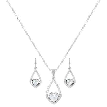 Montana Silversmiths Women's Hearts On A Swing Jewelry Set Silver One Size