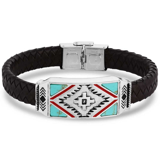 Montana Silversmiths Men's Western Lifestyle Inspired Bracelet (Southwest Storm Cloud Leather)