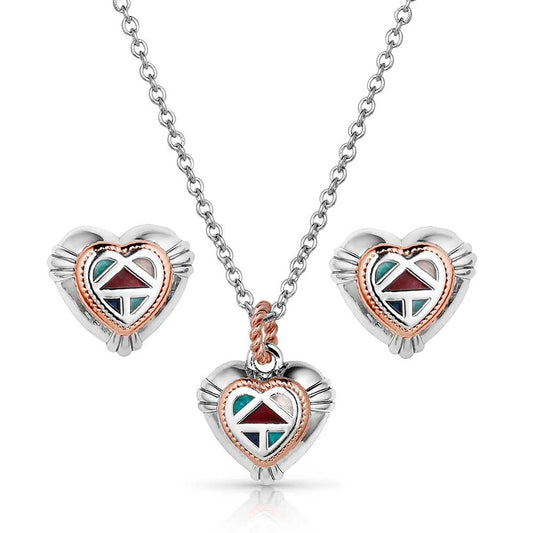 Montana Silversmiths Western Mosaic Heart Jewelry Set - JS5819