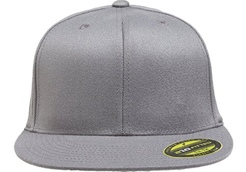 Flexfit Original Blank Flatbill Premium Fitted 210 Hat Cap Flex Fit Flat Bill Small/Medium - Dark Grey