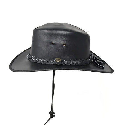 BULLHIDE Men's Cessnock Leather Western Cowboy Hat 3" Brim, Black, X-Large