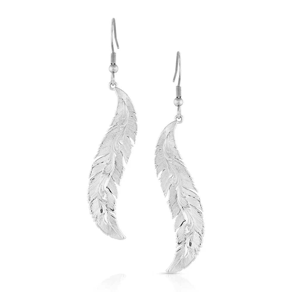 Montana Silversmiths Women's Breaking Trail Feather Earrings Silver One Size