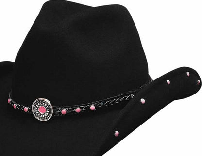 Montecarlo / Bullhide Hats - BABY JANE Kids Child Wool Western Cowboy Hat (Large, Black)