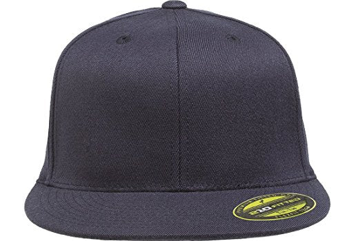 Flexfit Original Blank Flatbill Premium Fitted 210 Hat Cap Flex Fit Flat Bill Small/Medium - Dark Navy