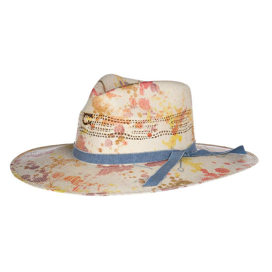 Charlie 1 Horse Hats Womens Big Splash Splattered 3 3/4 Brim Straw Fashion Hat XL Multi