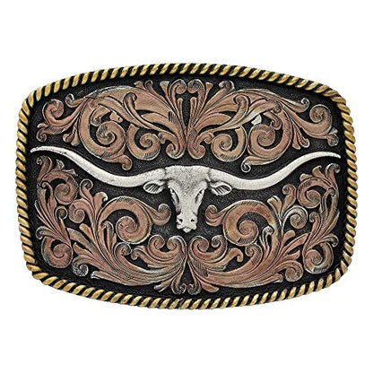 Montana Silversmiths Longhorn Collection Western Attitude Belt Buckle