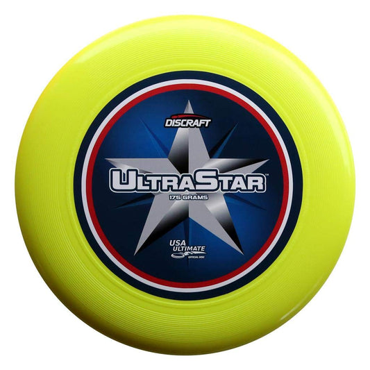 Discraft USA Ultimate Center Print Super Color Ultra-Star 175g Ultimate Flying Disc - Yellow