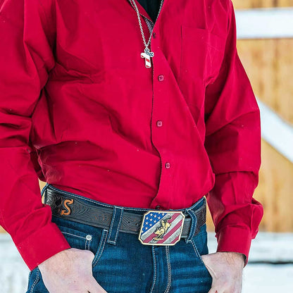 Montana Silversmiths American Flag Series Attitude Western Buckle (Patriot Bull Rider)