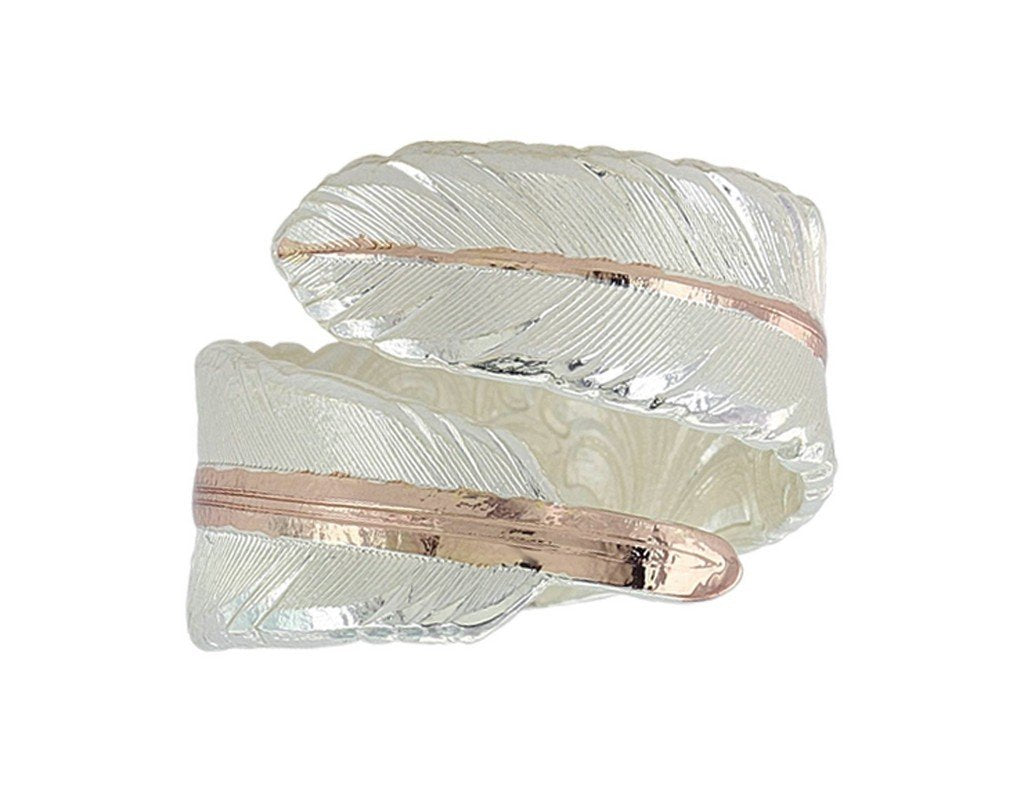 Montana Silversmiths Women's Rose Gold Filament Feather Ring Silver 8