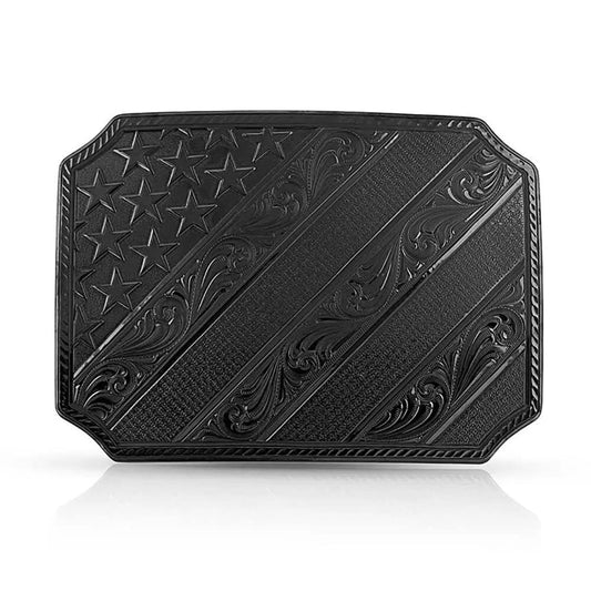 Montana Silversmiths Unisex Dawn's Early Light Star And Stripes Belt Buckle Black One Size