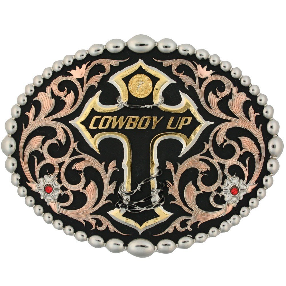 Montana Silversmith Tri Color Cowboy Up Attitude Belt Buckle - 60990