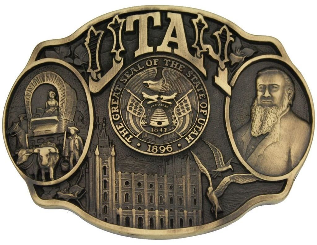 Montana Silversmiths Men's Utah State Heritage Attitude Belt Buckle Gold One Size