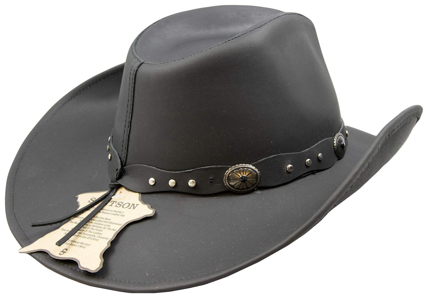 Stetson Men's Cowboy, Black Leather, X-Large