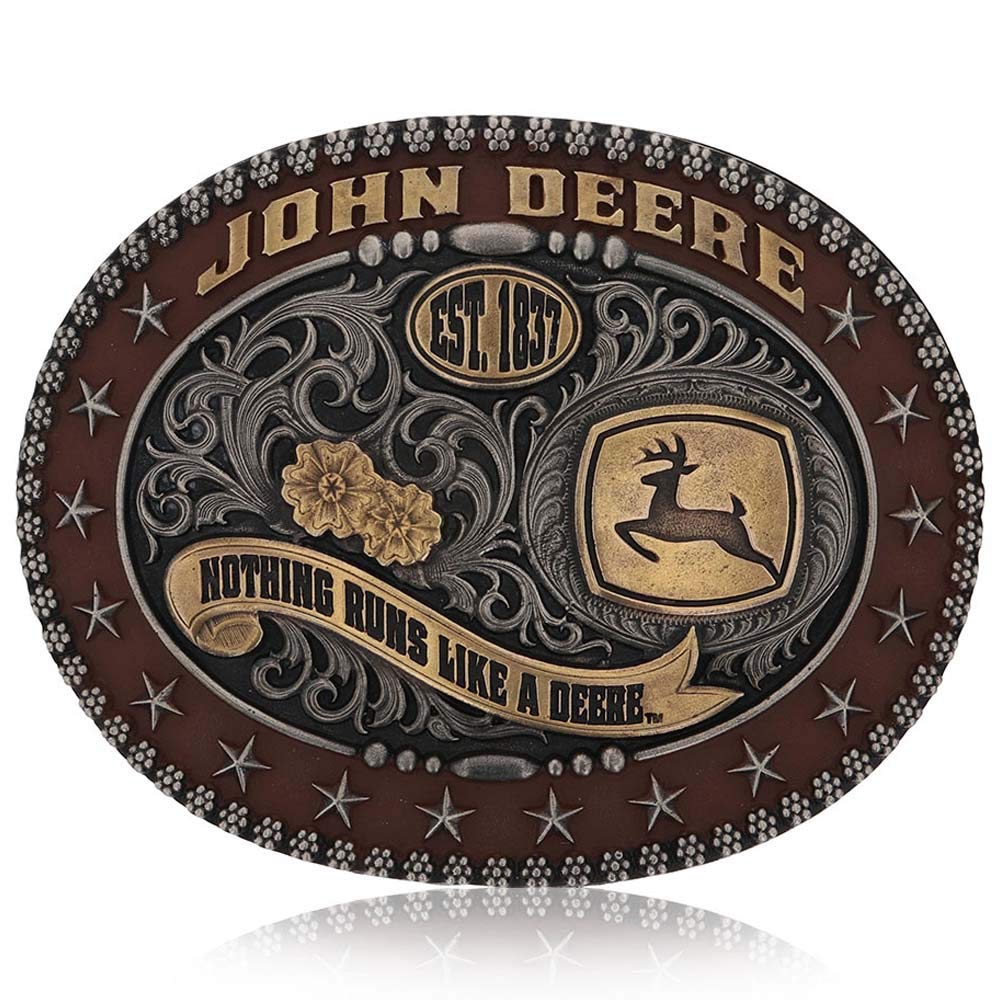 Montana Silversmiths Men's John Deere Trophy Belt Buckle Silver One Size