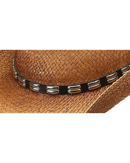 Peter Grimm Ltd Men's Bret Studded Raffia Straw Cowboy Hat Brown One Size