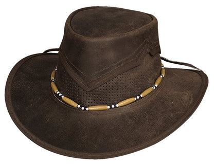 Bullhide Montecarlo KANOSH Top Grain Leather Aussie Style Western Hat Dark Brown XLarge