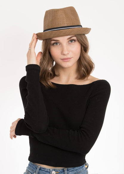 Peter Grimm Depp Natural Straw Fedora - Brown (L/XL)