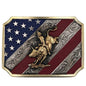 Montana Silversmiths American Flag Series Attitude Western Buckle (Patriot Bull Rider)