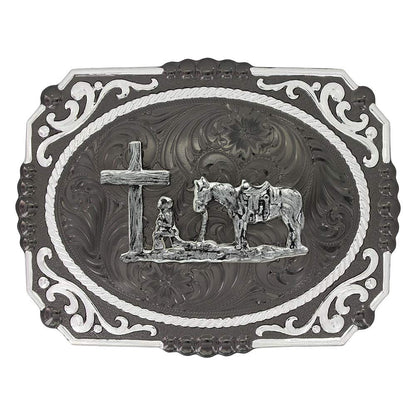 Montana Silversmiths Men's Gunmetal Christian Cowboy Buckle Silver One Size