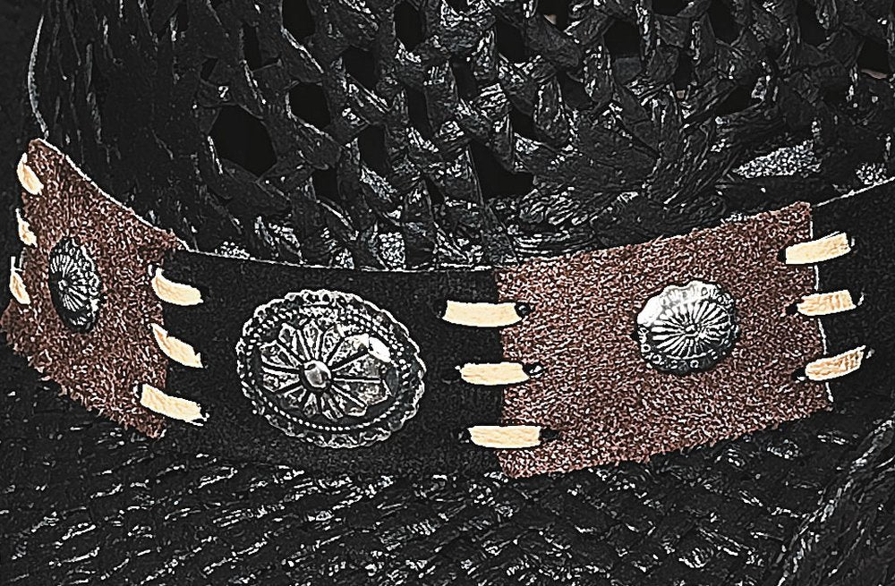 Large Black "Pure Country" Toyo Straw w/ Leather Hatband and Conchos