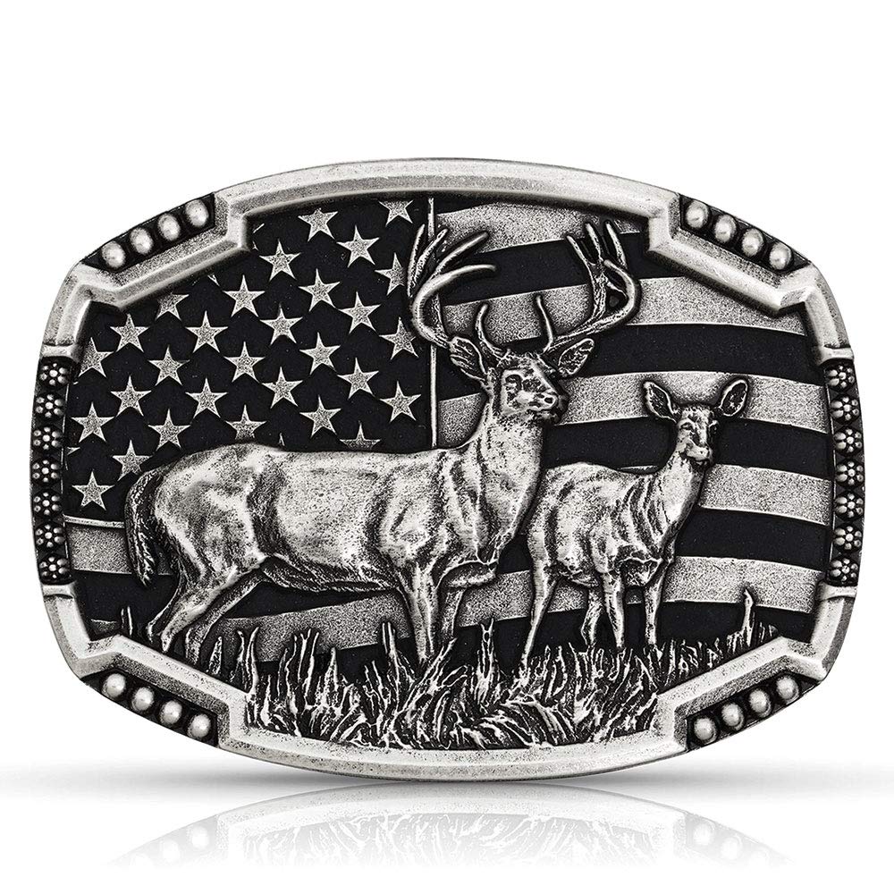 Montana Silversmiths Men's Matched Pair Deer Buckle Silver One Size