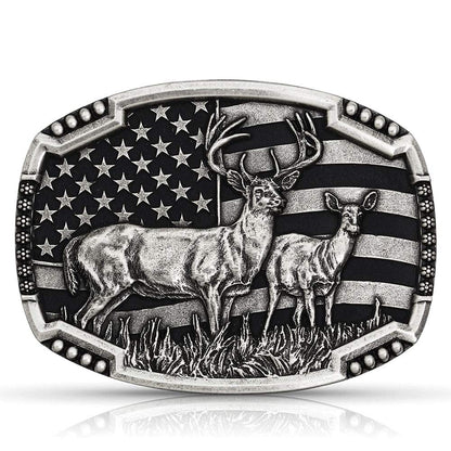 Montana Silversmiths Men's Matched Pair Deer Buckle Silver One Size