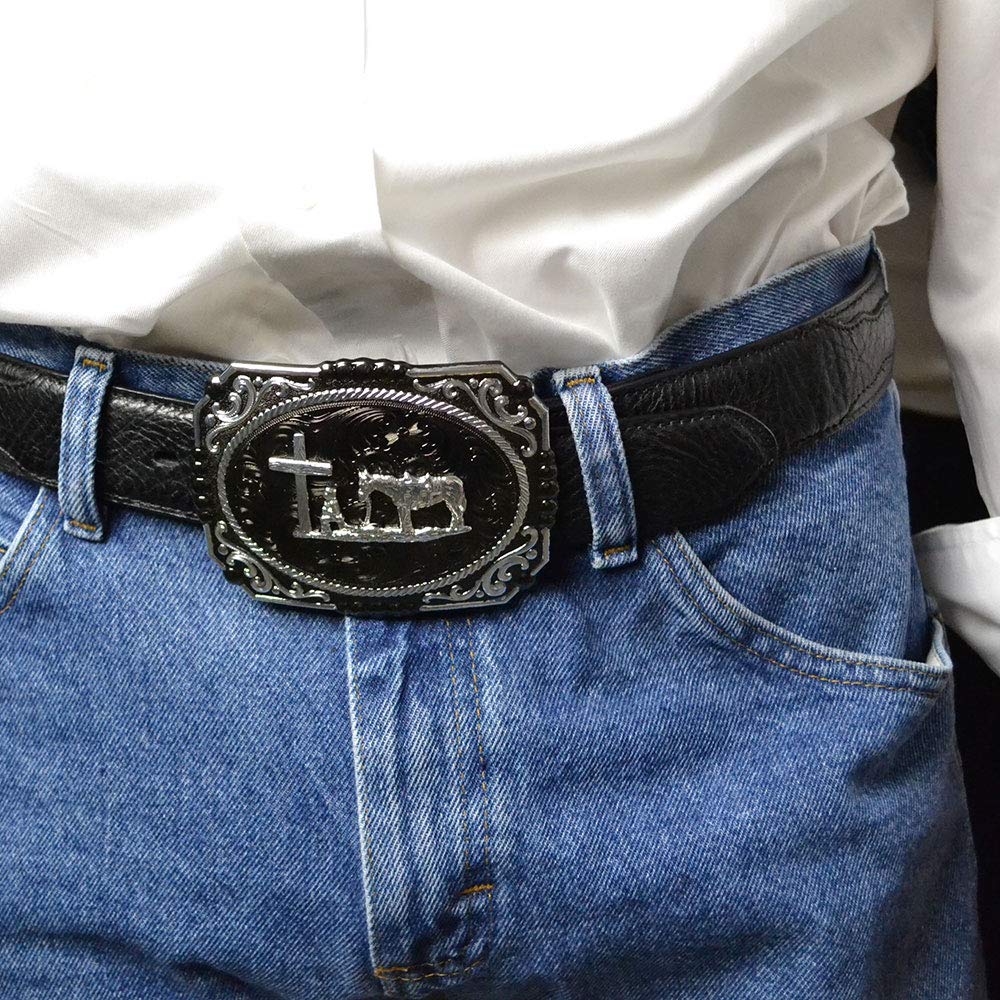 Montana Silversmiths Men's Gunmetal Christian Cowboy Buckle Silver One Size