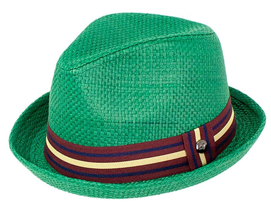 Peter Grimm Depp Style, Natural Straw Trilby Fedora Hats for Men & Women Green XX-Large