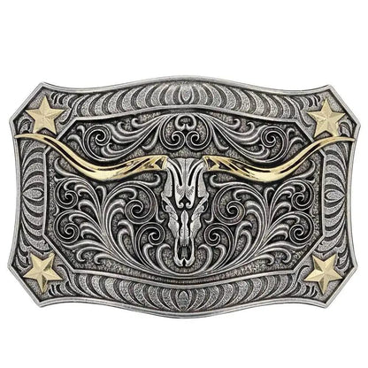 Montana Silversmiths Unisex Longhorn Crest Filigree Attitude Belt Buckle Silver One Size