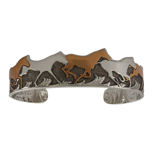 Montana Silversmiths Women's Southwest Lifestyle Cuff Bracelet (Horses of a Different Color)