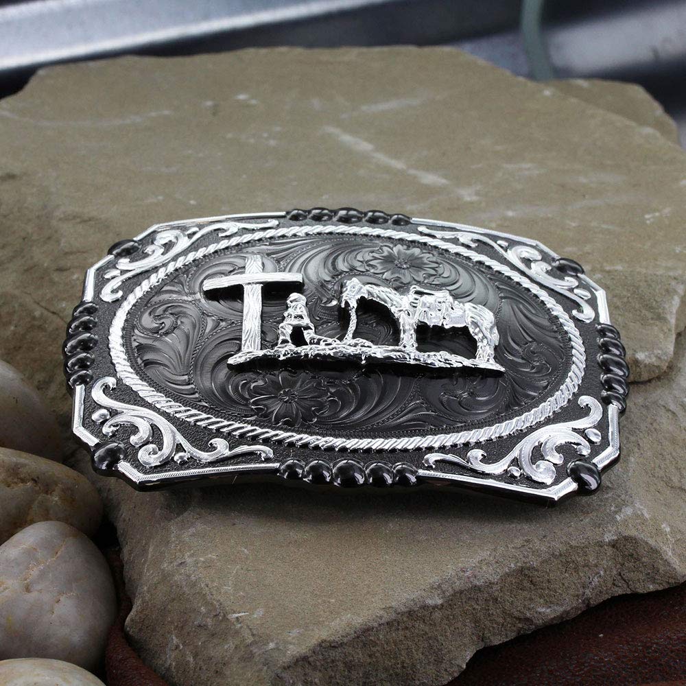 Montana Silversmiths Men's Gunmetal Christian Cowboy Buckle Silver One Size