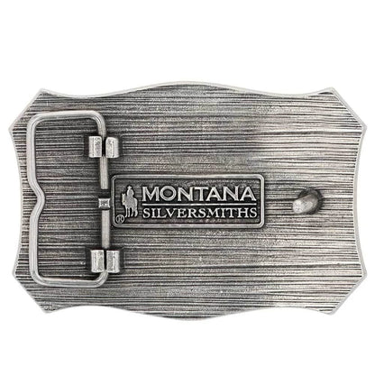 Montana Silversmiths Unisex Longhorn Crest Filigree Attitude Belt Buckle Silver One Size