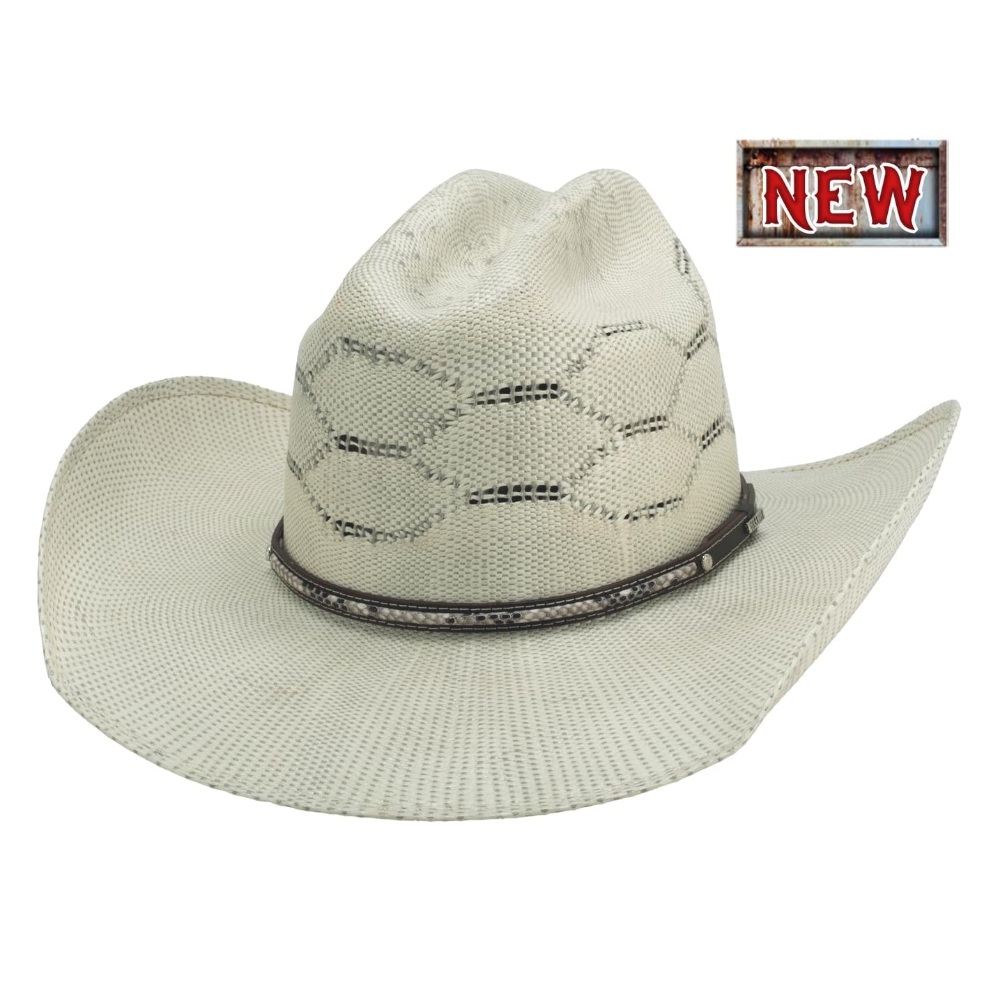 Bullhide Rodeo Round Up Straw Collection King Cobra 20X Cowboy Hat in Size 6 3/4 Natural