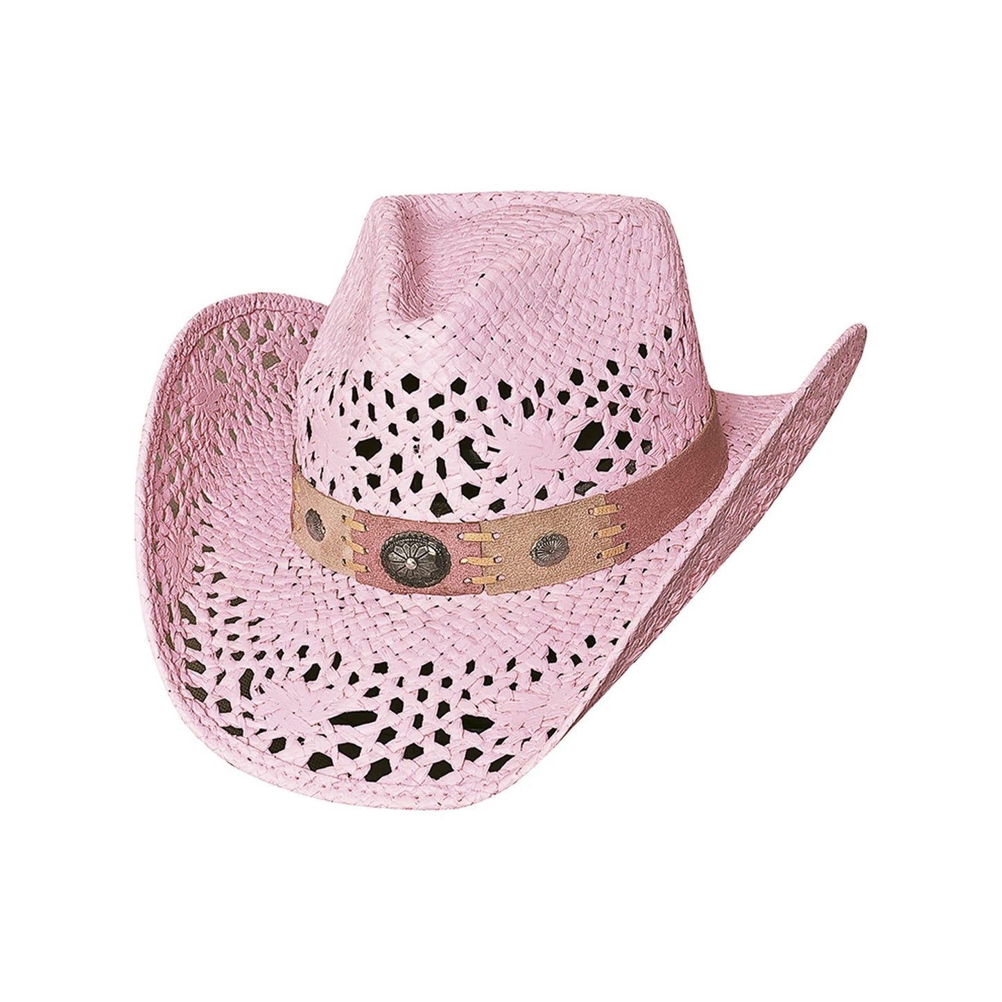 Medium Pink "Pure Country" Toyo Straw w/ Leather Hatband and Conchos