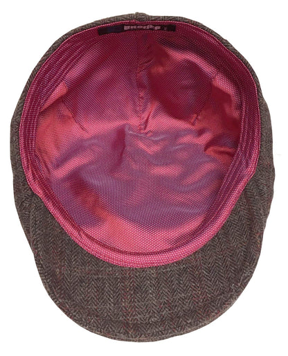 Broner Mens Aberdeen Wool Blend Plaid Ivy Cap with Red Satin Tie Lining, Brown Plaid, XL