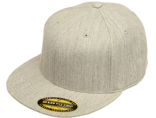 Flexfit Blank Flatbill XXL Extra Large Fitted Hat Cap 6210XX (Heather Grey)